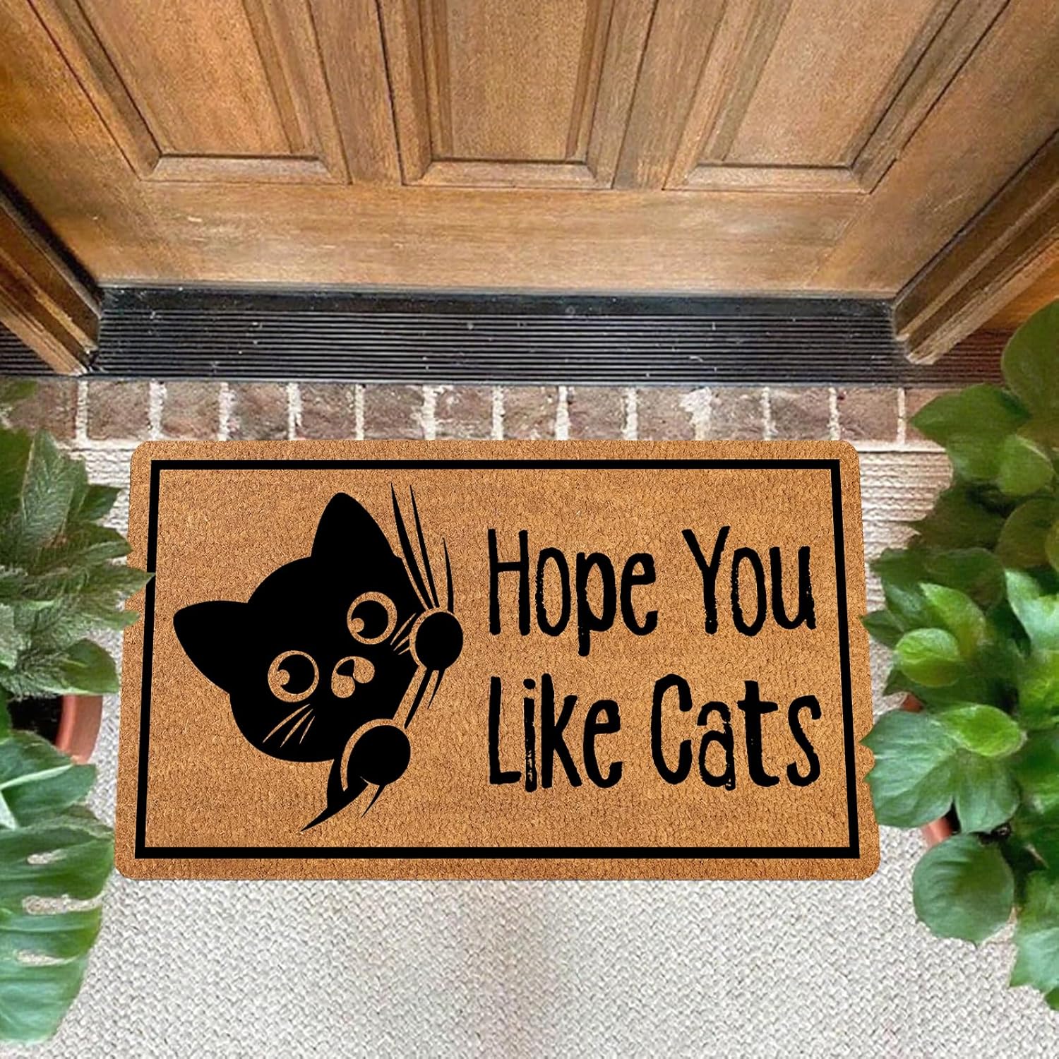 Funny Black Cat Welcome Doormat 30x17 Inch for Indoor Outdoor Entryway, Cute Door Mat for Porch, Front Door, Housewarming Gift for Cat Lovers