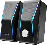 Nylavee 14W Bluetooth Computer Speakers for Desktop PC - HiFi Stereo with EQ Modes, RGB Lights, AUX for Laptop Gaming Office