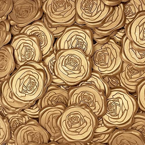 ifory Calcomanías de sello de cera, calcomanías de sello de invitación de boda, calcomanías de sello de cera en relieve dorado para sellado de