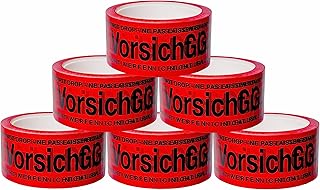 BIGtec 6 Rollen Paketklebeband Vorsicht Glas leise abrollend Klebeband Packband Paketband Verpackungsband Kartonband Stand...