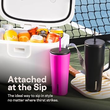 Corkcicle Cold Cup 24 oz Triple Insulated, Berry Punch | Cold Up to 12 Hours, Hot Up to 5 Hours, Triple Insulated, Leak-Resistant Lid, Ceramic-Coated Straw, Cupholder Friendly