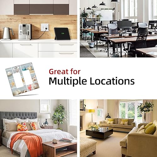 Vista 641 de Cubiertas decorativas de salida de estrella de mar playera, tablero de madera azul de concha de mar de 1 banda, decoración individual GFCI, placa