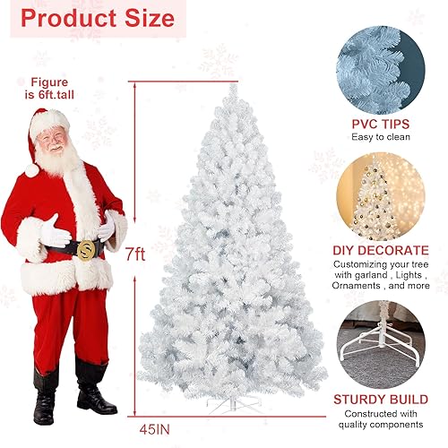 Miniatura 10 de leheyhey Árbol de Navidad blanco de 8 pies, campo de nieve artificial, abeto Douglas, decoración de fiesta de Navidad, fácil de limpiar y montar,