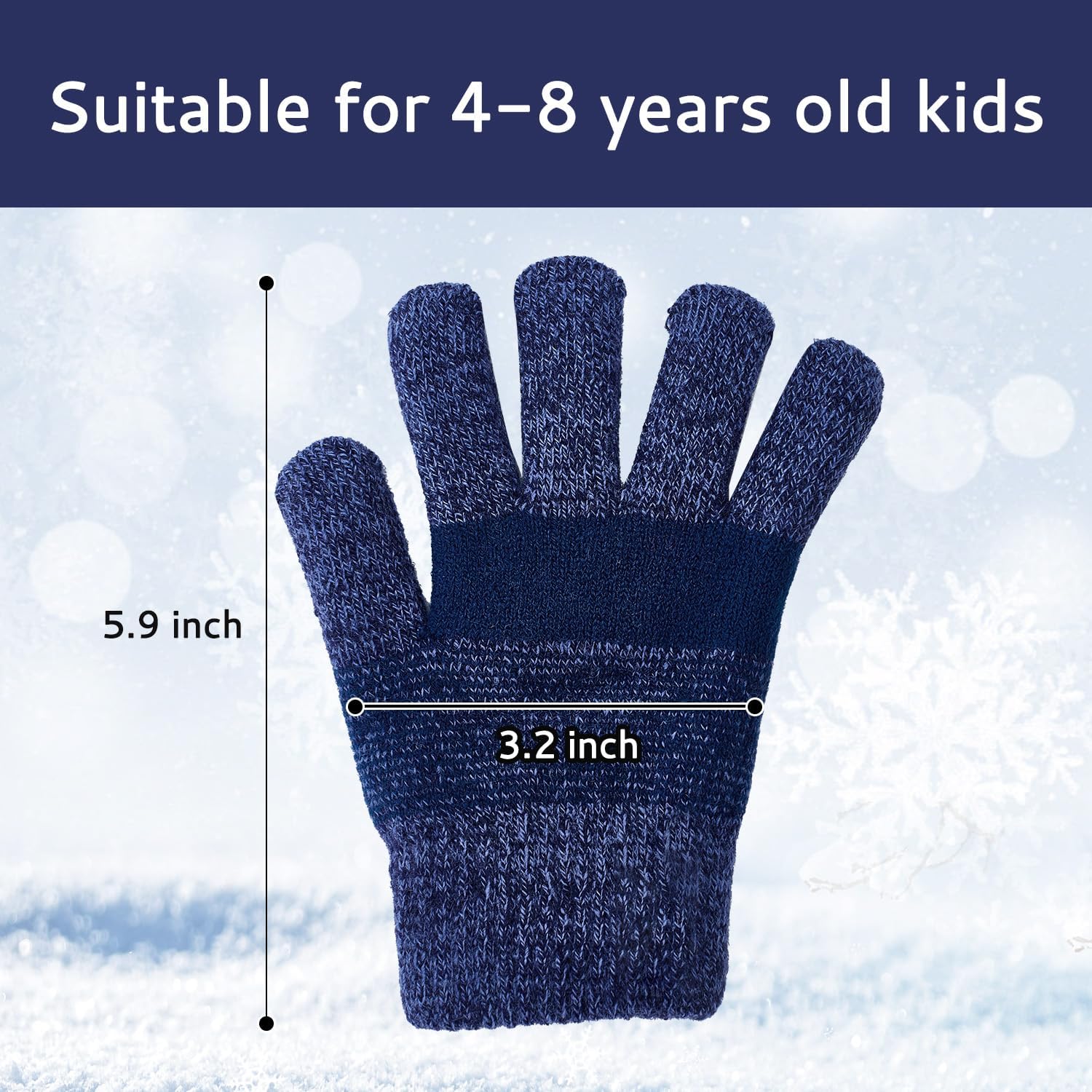 Kids Gloves Winter Boys Gloves Knit Wool Fleece Lined Mittens for Cold Weather Outdoor Sports Running Cycling Skiing - Image 3