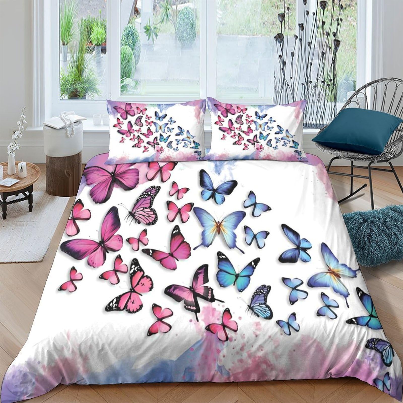 3D Printed Butterfly Quilt Cover, Microfiber Duvet Cover Hidden Zipper for