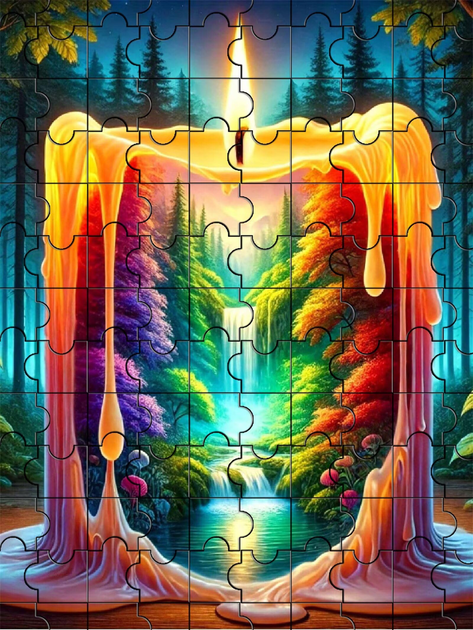 2000 Teile Puzzle Für Erwachsene,Fantasie-Kerzenwasserfall DIY-Puzzle,Kreative Unterhaltung, Spaß, Klassisches Puzzles Familienspiele