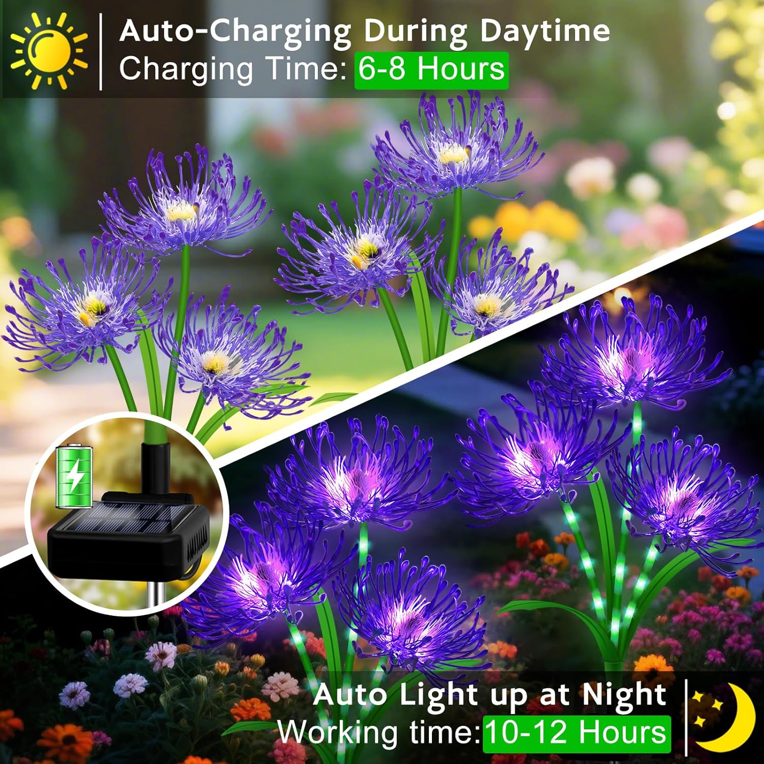 Solar Garden Flower Lights Outdoor, 8 Pack Purple Spider Lily Solar Lights with Glowing Stems, IP65 Waterproof LED Yard Decor for Patio Lawn Pathway, for Women Mom Grandma