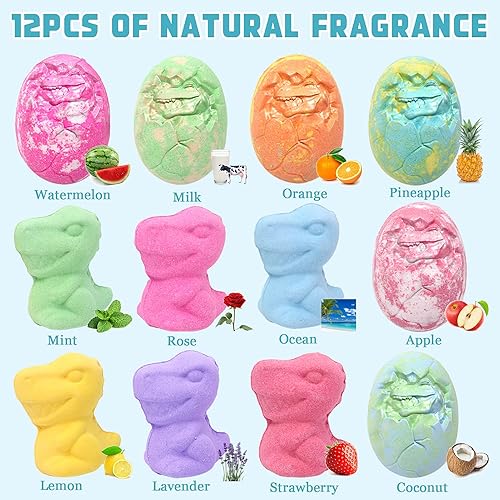 Miniatura 5 de Bombas de baño para niños con sorpresa en el interior, juguetes de dinosaurio para niños, bombas de baño de dinosaurios, juguetes de baño de