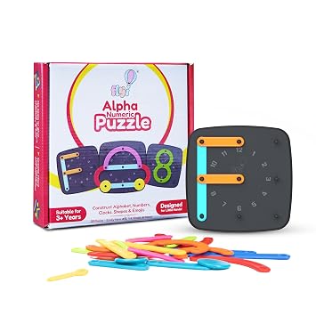 FLYI Alpha Numeric Puzzle Toys for Kids, Alphabet Puzzle, Multi Activity STEM Learning Toy | 3-5 Years | Alpha Numeric Board, DIY Montessori Toys - Built Alphabets, Numbers & Shapes, Engaging Toy