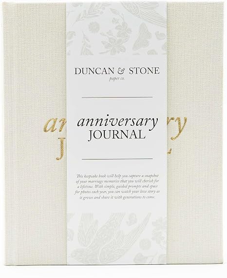 DUNCAN & STONE PAPER CO. Wedding Anniversary Journal - Anniversary Journal for Couple - Wedding Notebook & More - Wedding Memory Book to Capture Moments(Ivory,189 Pages)
