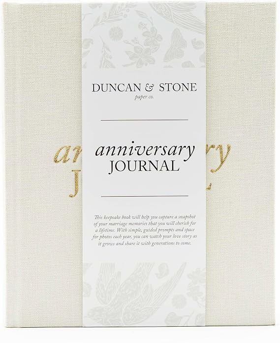 DUNCAN & STONE PAPER CO. Wedding Anniversary Journal - Anniversary Journal for Couple - Wedding Notebook & More - Wedding Memory Book to Capture Moments(Ivory,189 Pages)