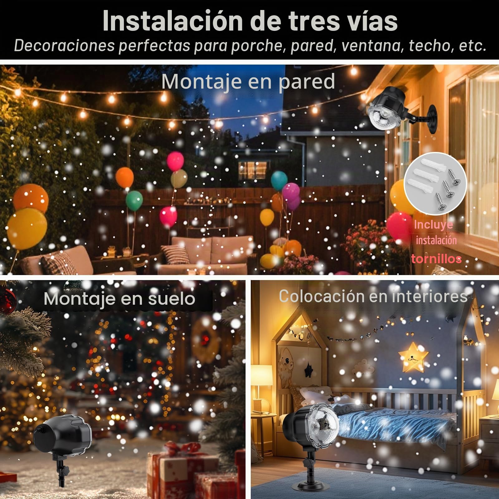 Proyector de Luz de Navidad, Luces LED de Nieve para Decoración de Navidad, Proyector de Luces al Aire Libre Impermeable con Control Remoto, Luz Nocturna, Foco para Año Nuevo, Vacaciones, Halloween