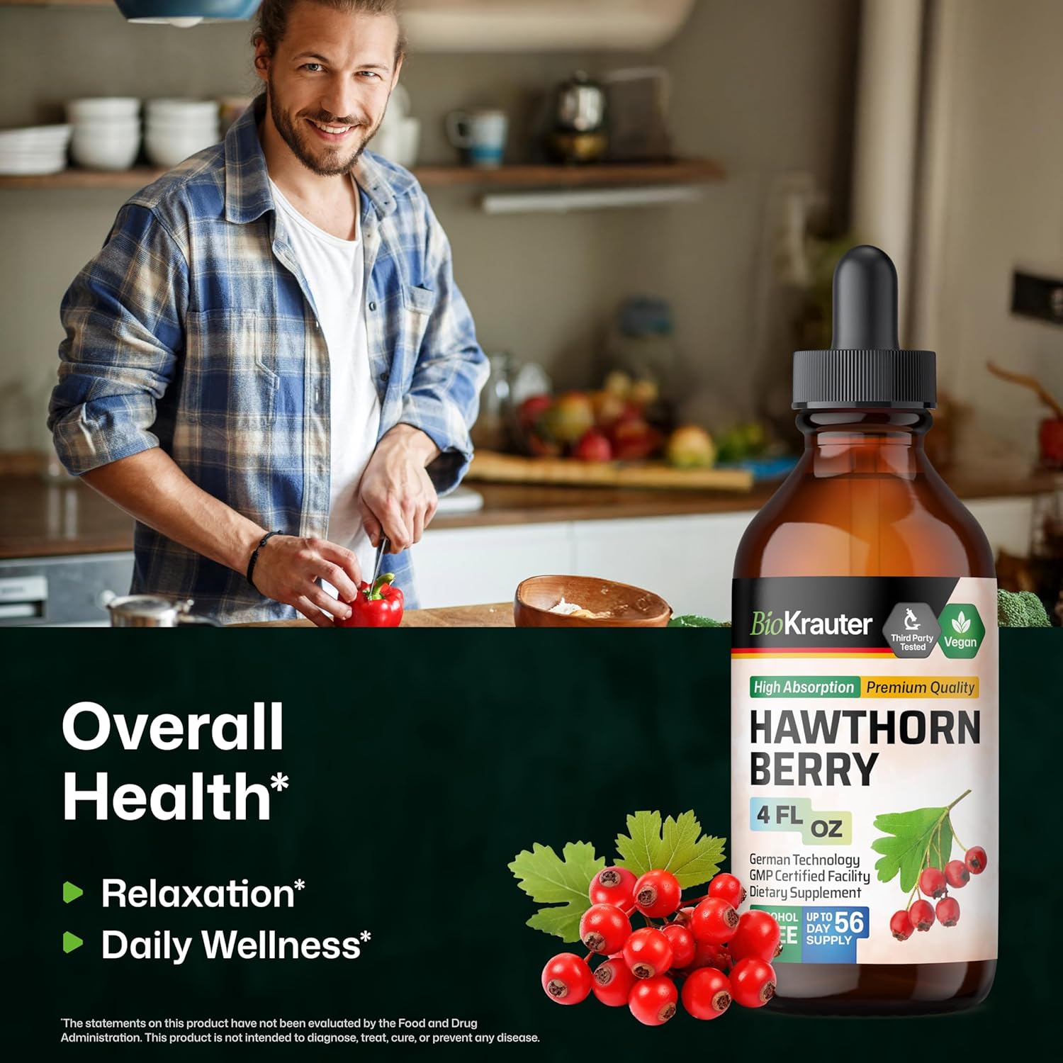 BIO KRAUTER® Hawthorn Berry - Pure Vegan Hawthorne Berry Supplement - Used for Overall Support & Daily Wellness - Liquid Drops 655 mg per Serving - Alcohol & Sugar Free, 4 Fl.Oz 56 Days of Supply - Image 4