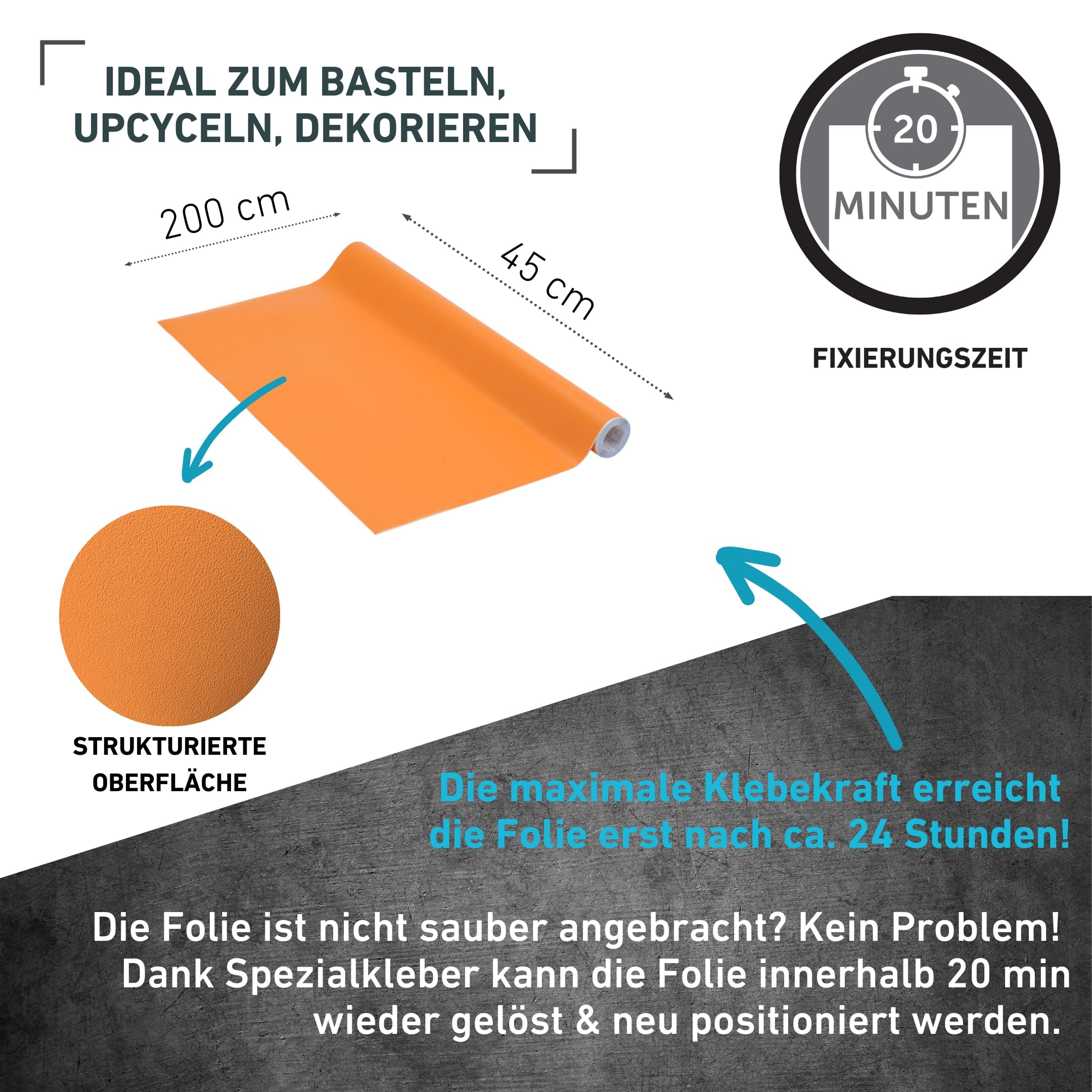 Venilia Klebefolie Uni Matt Orange Dekofolie Möbelfolie Tapeten selbstklebende Folie – Bild 2