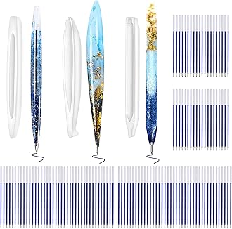 3 Pieces Pen Resin Mold Ballpoint Silicone Molds Epoxy Casting Mold Pen Shape Mold with 120 Pieces Ballpoint Refill Pens, for DIY Pen Candle Crafts Making Tool (Blue)
