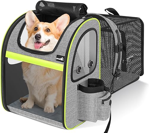 Pecute Mochila transportadora de mascotas, mochila grande para gatos con capacidad para hasta 22 libras, mochila expandible para gatos con malla