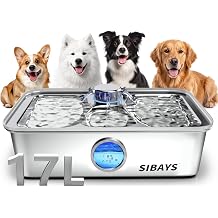 SIBAYS 17L Dog Water Fountain, Stainless Steel Pet Water Fountain FS83