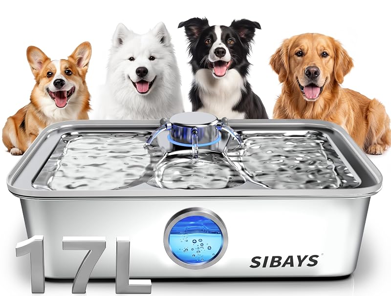 Fonte de água para cães em aço inoxidável SIBAYS FS83, 17 L