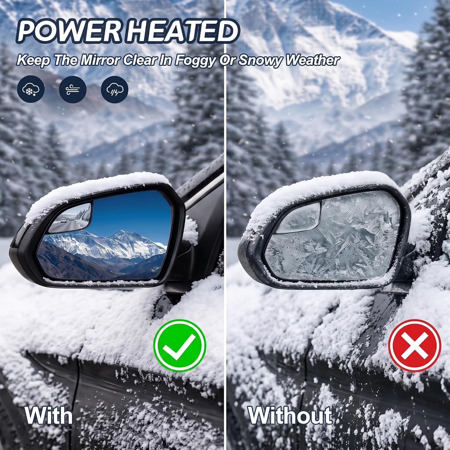 Left Driver Side Mirror Compatible With 2015-2019 Hyundai Sonata With Manual Folding Power Glass Heated Black Replace#87610C2000 (5Pins) image 3