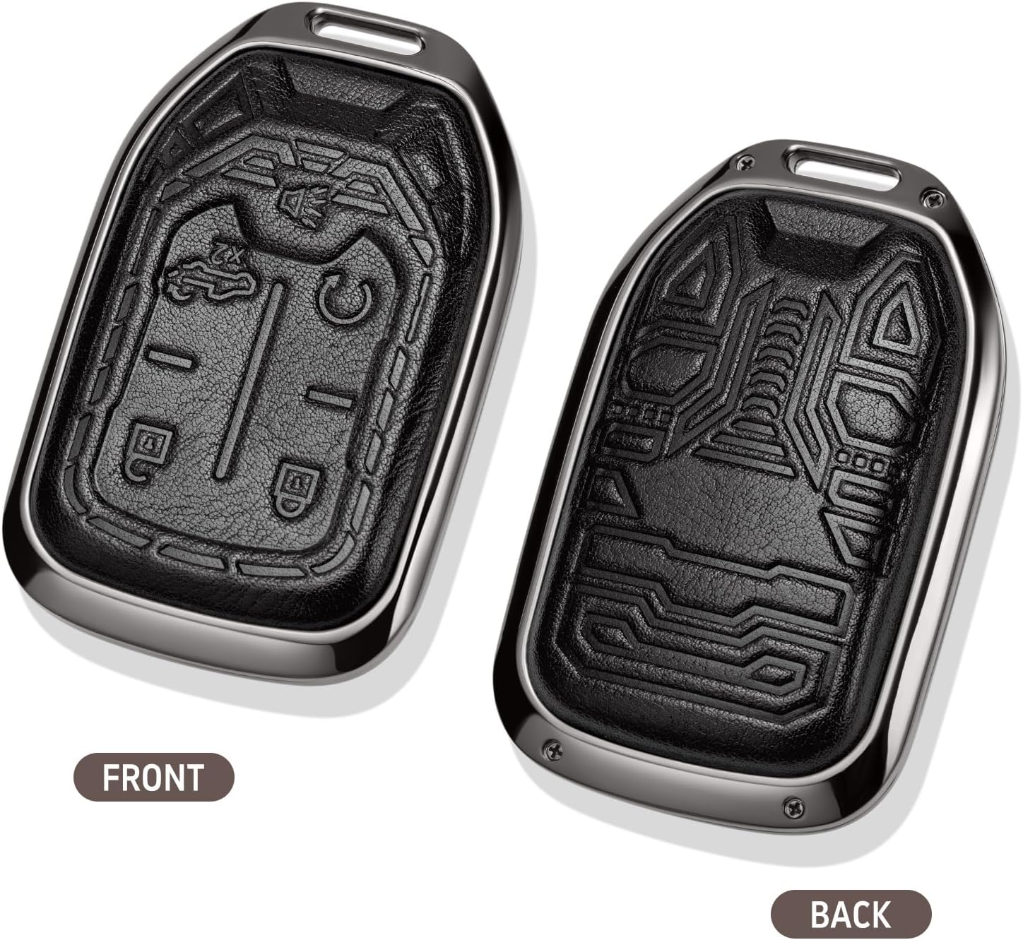 Key Fob Cover for GMC, Keychain,Mech-Relief,Metal Leather Compatible with 2023 2022 2021 2020 2019 GMC Sierra