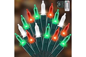 100 LED Christmas Lights with Remote - 33ft Red Green White Mini String Lights