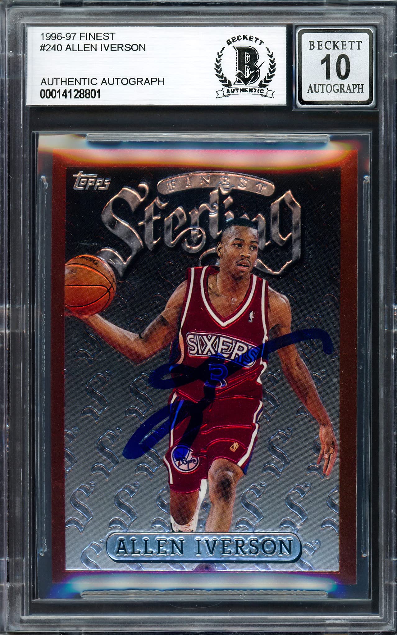 Amazon.com: Allen Iverson Autographed 1996-97 Topps Sterling 