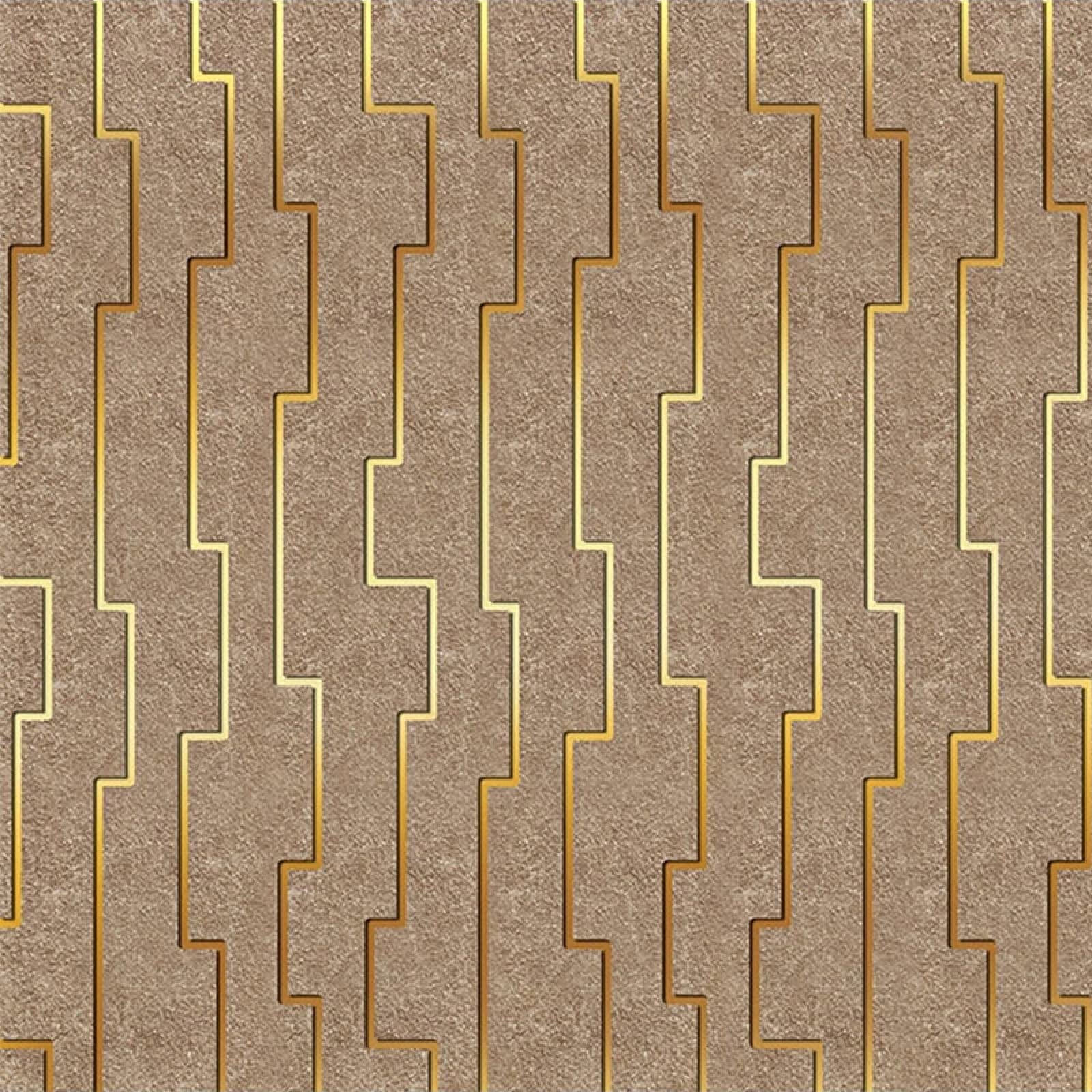 Abstract Geometrisch Plaatmetaal Rood Goud 3D Behang