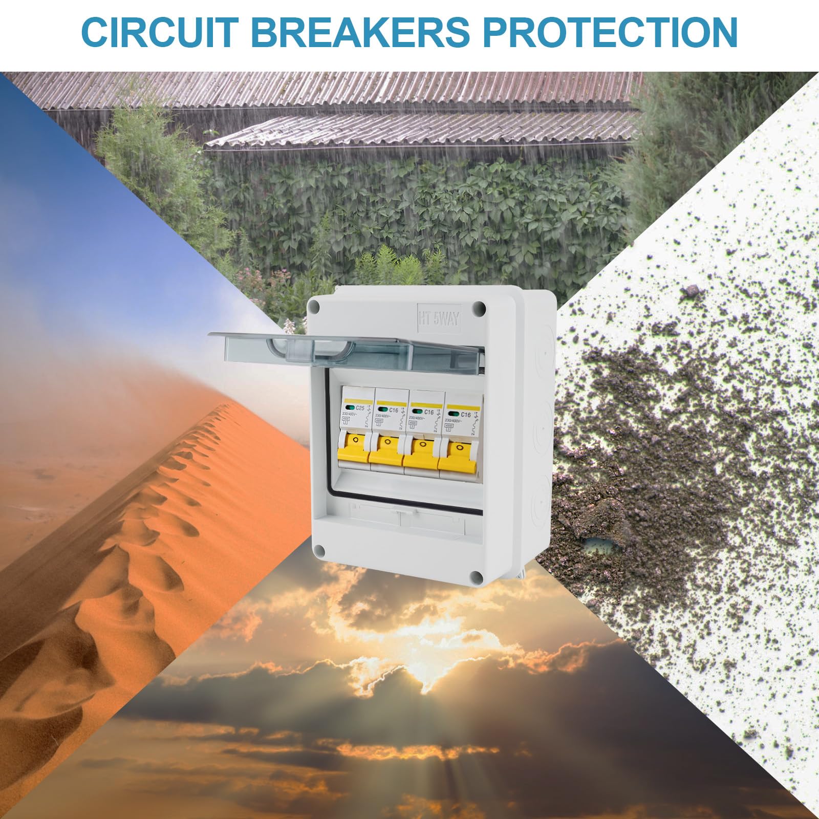 SYIZYEN 5 Way Circuit Breaker Box, IP65 Distribution Protection Box 1