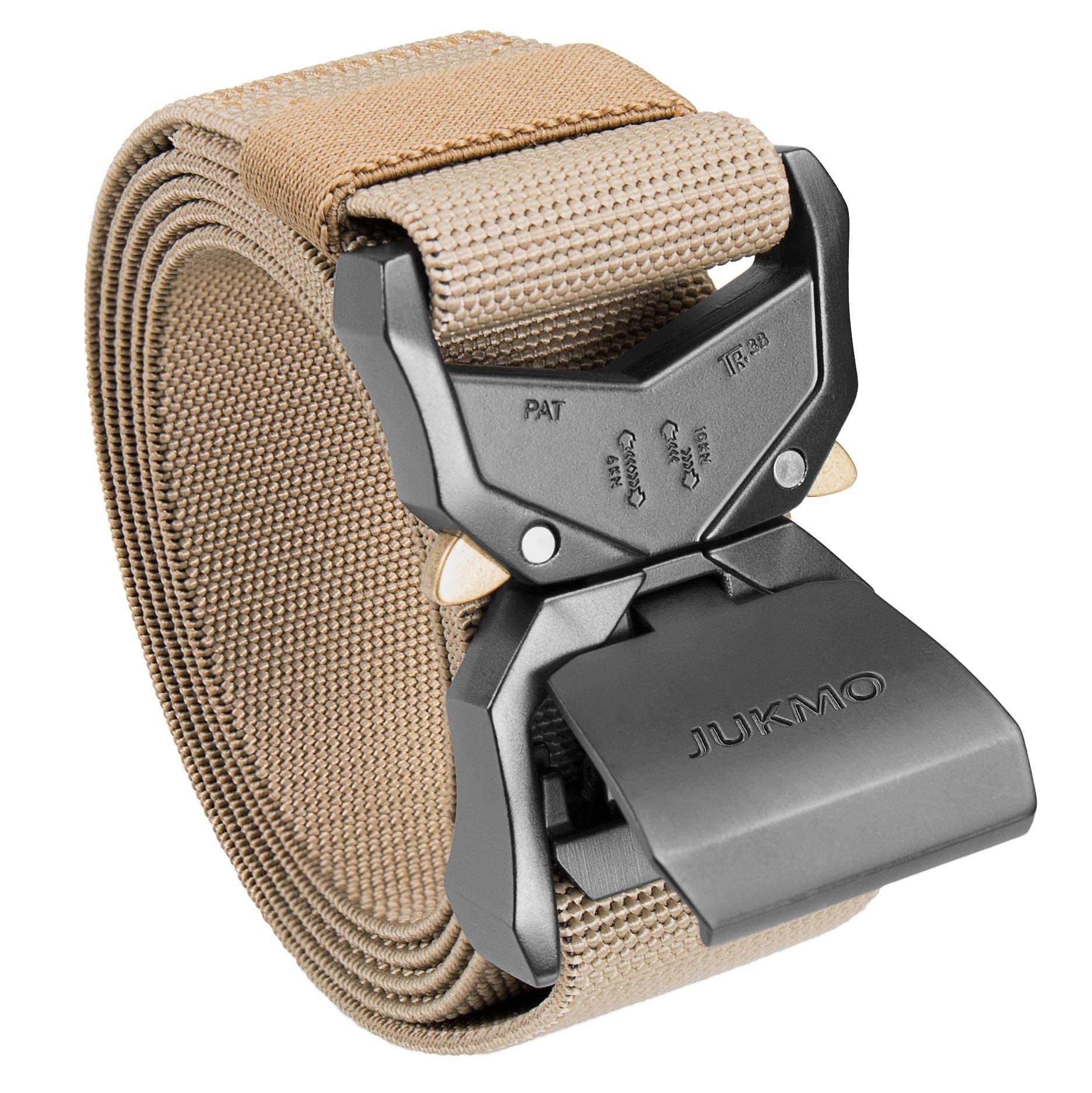 JUKMO Taktischer Gürtel, Militär Wandern 3,8cm Arbeit Gürtel mit Schwere Schnellverschluss Schnalle (Kojote, 135cm)