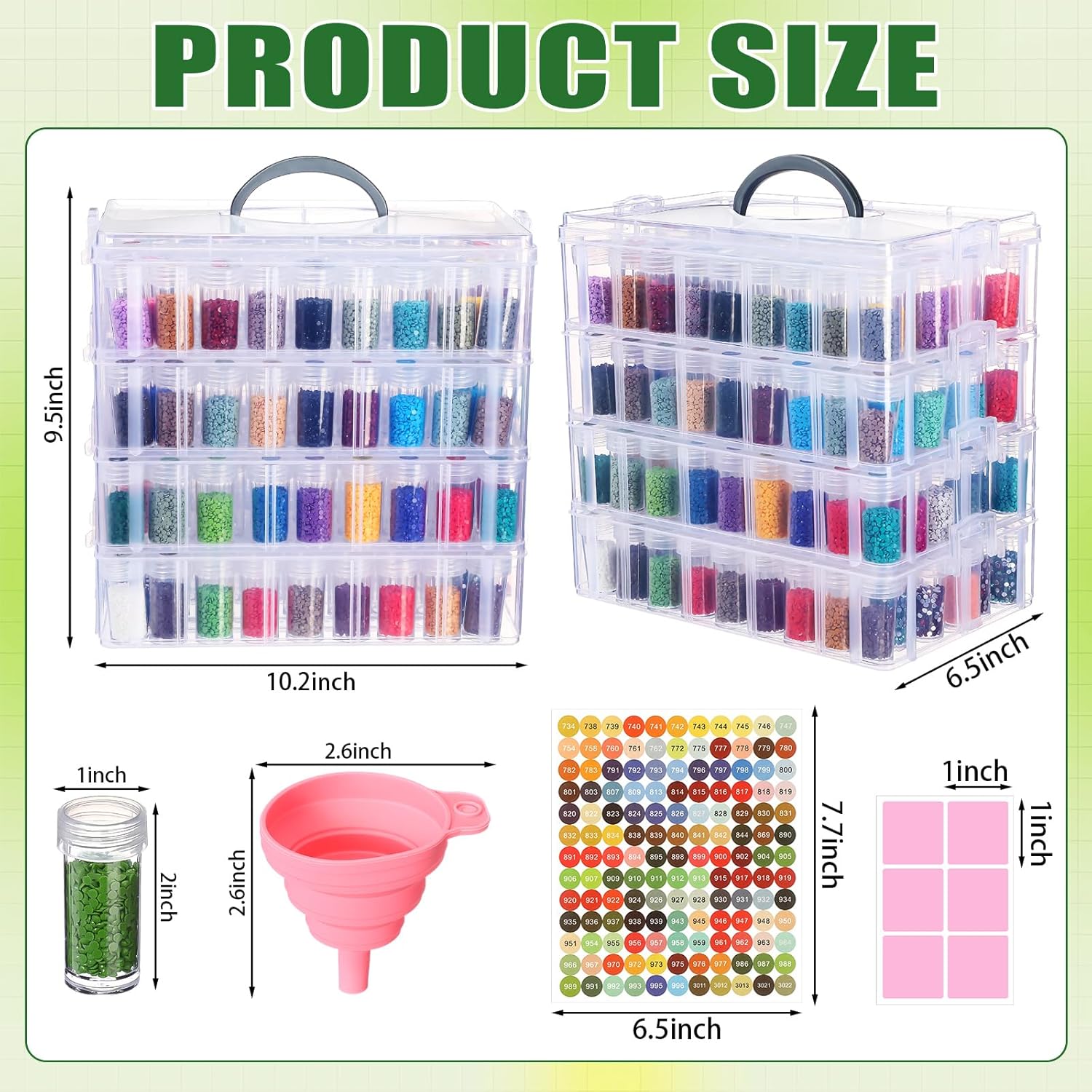 Willinglong 4 Tier Diamond Painting Storage Containers with 208 Grids Diamond Art Storage Bead Organizer Painting Accessories DIY Art Jewelry Craft