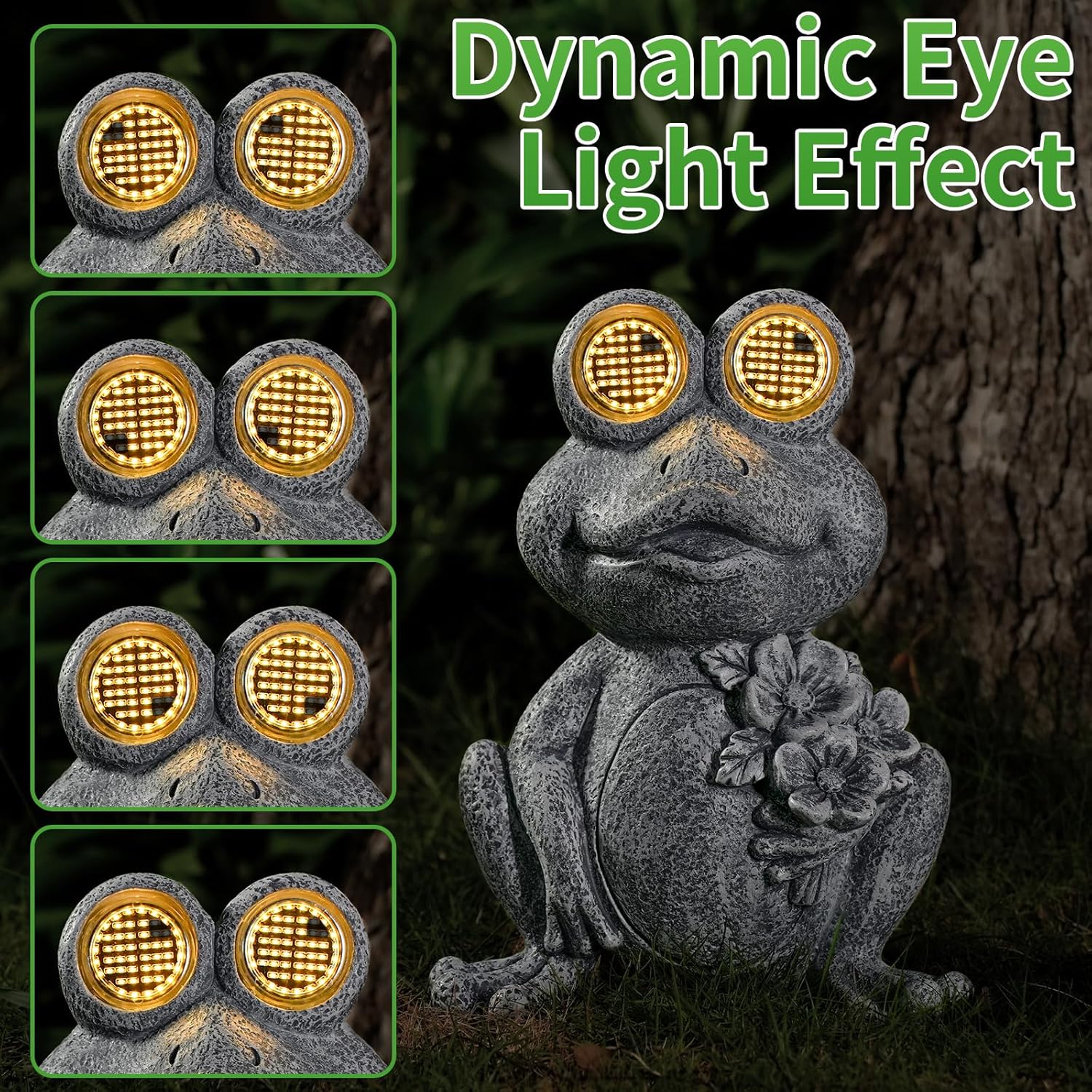 Solar Powered Frog Statue Lights, Frog Figurines Outdoor Garden Decor, Outdoor Patio Decor, Patio Porch Lawn Backyard Decor, Gardening Birthday Gifts for Daughters and Moms