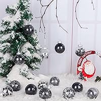 Vista 5 de 24 unidades - Adornos de bolas de Navidad colgantes de plástico transparente inastillable con bolas delicadas decorativas (2.36"/60mm, negro)