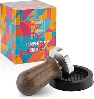 NOUTEN® Premium Espresso Tamper Set 58mm mit Druckreguliereung (15kg) - Kaffeestampfer aus Edelstahl mit Einem elegant gef...
