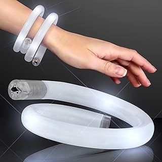 White Flashing LED Light Up Wrap Around Tube Bracelet with Rainbow LEDs