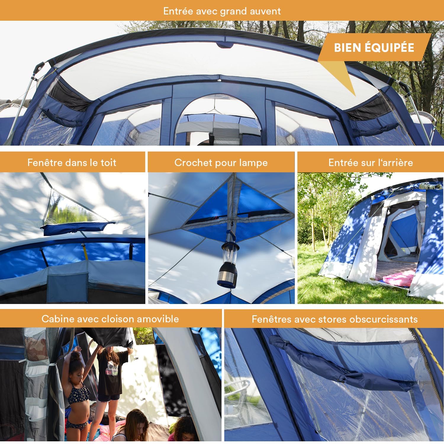 Skandika Nimbus 12 - Tente de camping familiale - 12 personnes - 630 x 760 cm