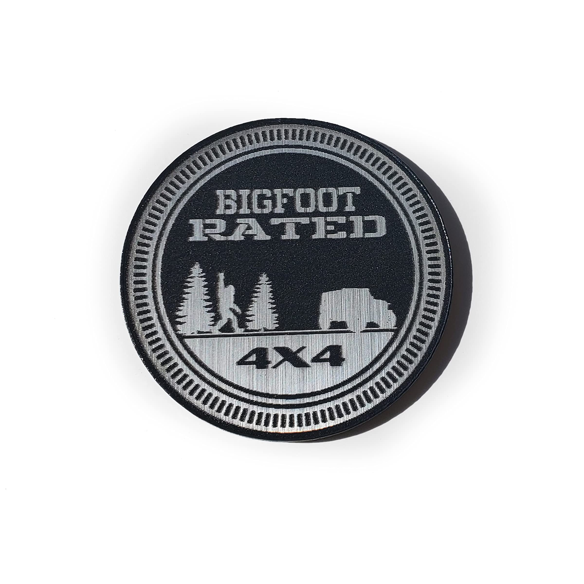 Factotum MotorSports Custom Emblem for Bigfoot Rated Jeep Style Fender Badge, Matte Black