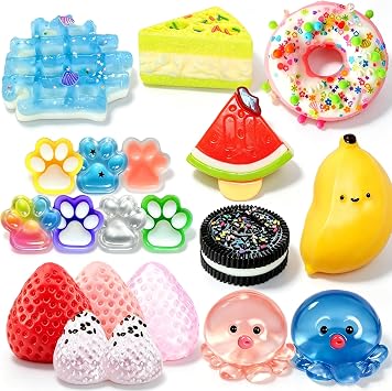 Squishy Toys 20 Pack Food Squishies Taba Squeeze Kawaii Slow Rising Bulk Sensory Fidget Toys Set for Kids Adults, Party Favors Goodie Bag Stuffers Stress Relief Anxiety Gifts for Girls Boys
