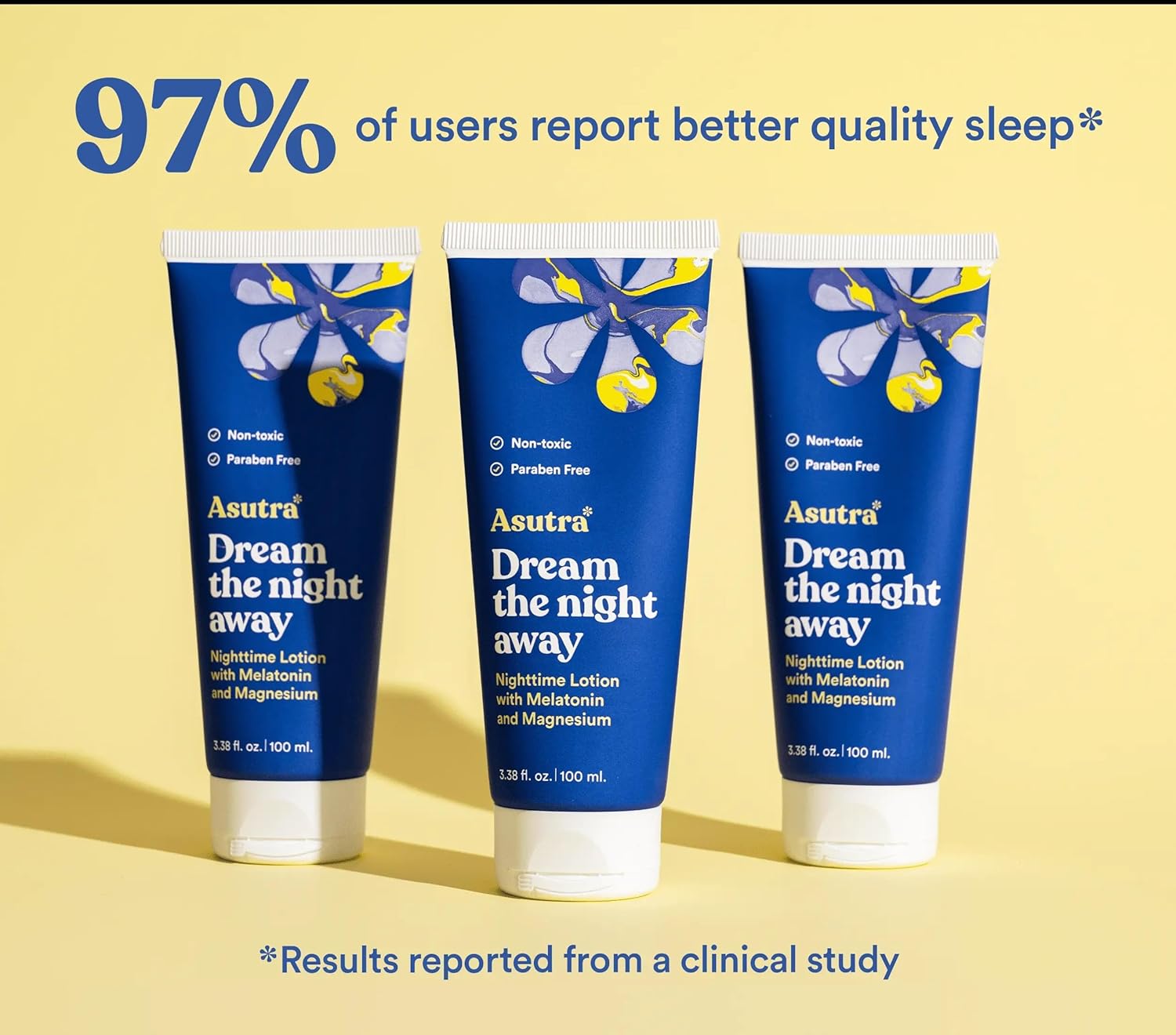 ASUTRA Dream the Night Away | Magnesium Lotion for Sleep, 100mL | With Melatonin for Sleep and Moisturizing Shea Butter, Nighttime Magnesium Cream w/Lemongrass Scent