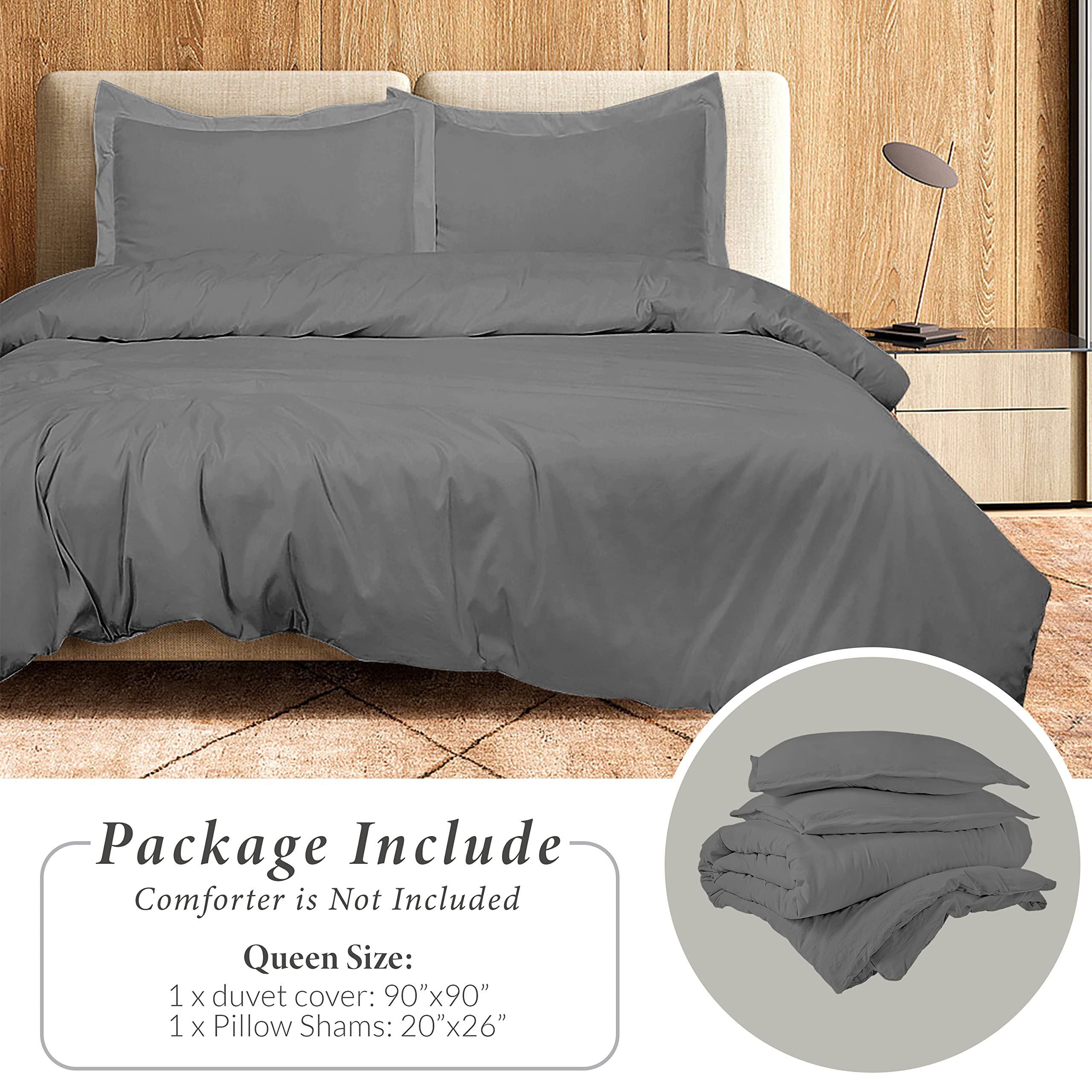 Amazon｜ROYALE LINENS (ロイヤルリネンズ) グレー 掛け布団カバー