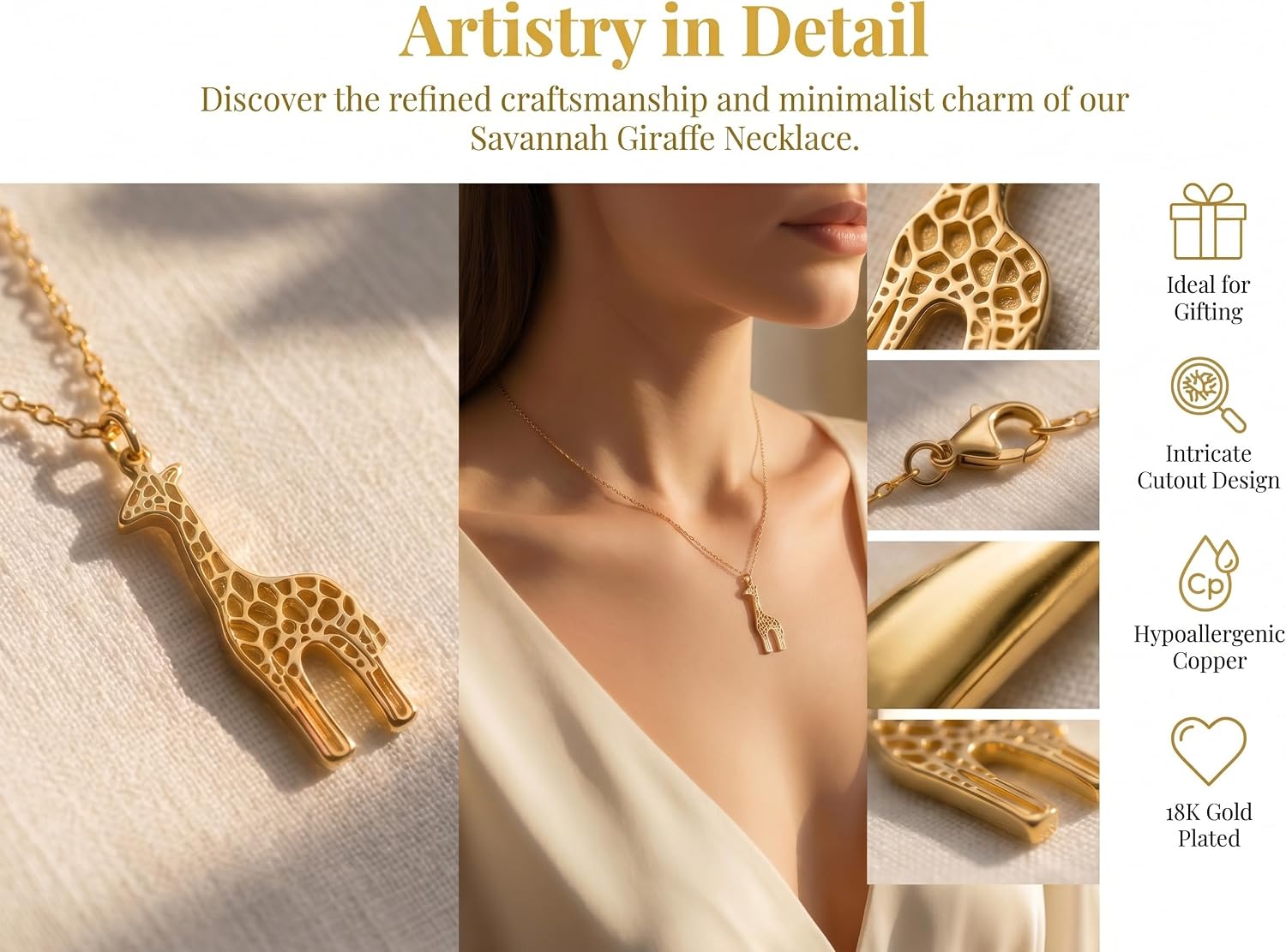 Dainty Animal Charm Necklaces,18K Gold Plated Copper Pendant Jewelry Gifts for Women & Teens image 4