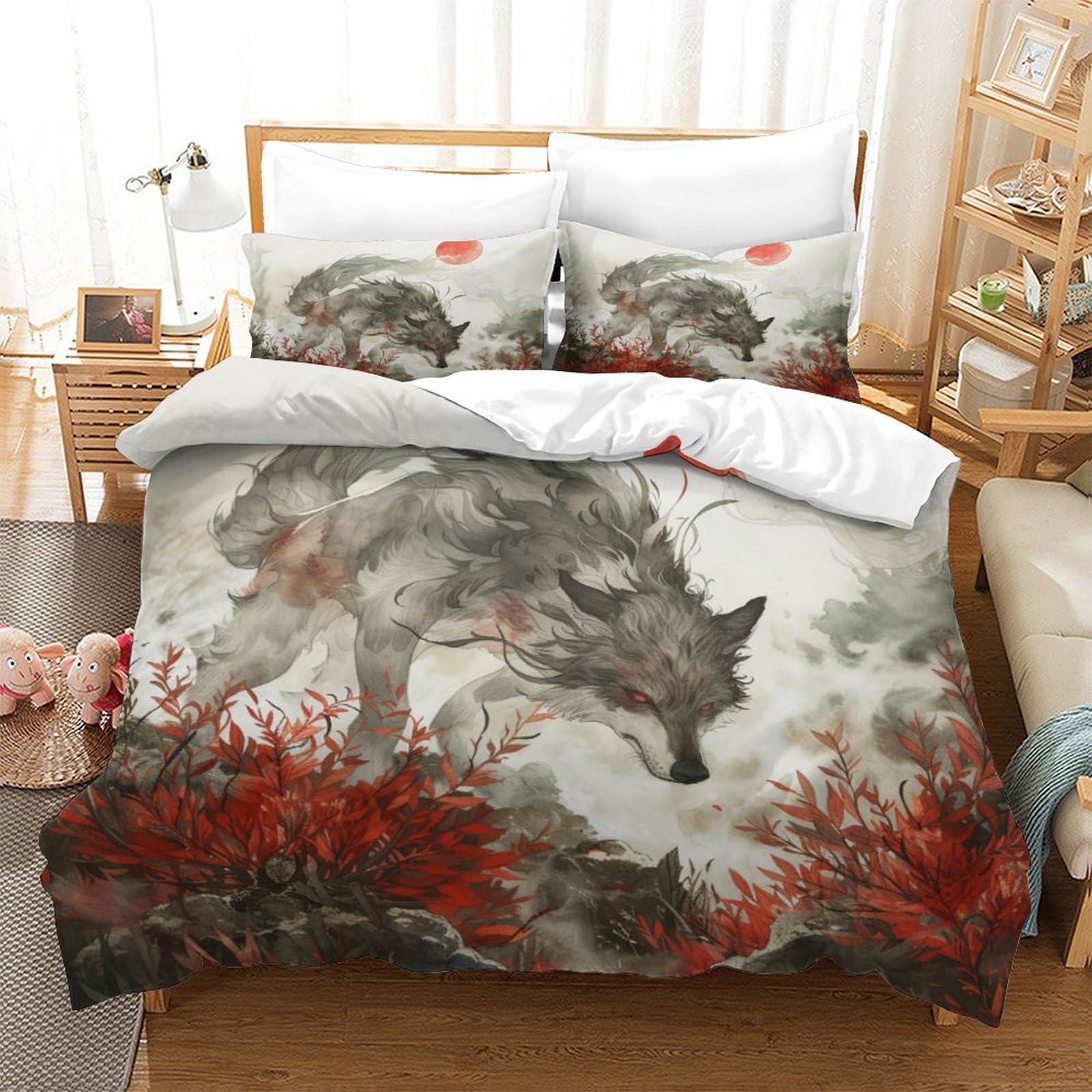 Parure de lit loup facile d'entretien pour le linge des enfants