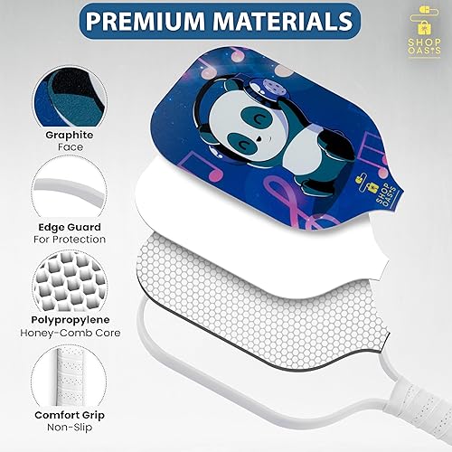 Miniatura 5 de Palas de pickleball para niños (juego de 2), paletas de tamaño infantil (a partir de 6 años), núcleo de panal ligero, cara de golpe de fibra de