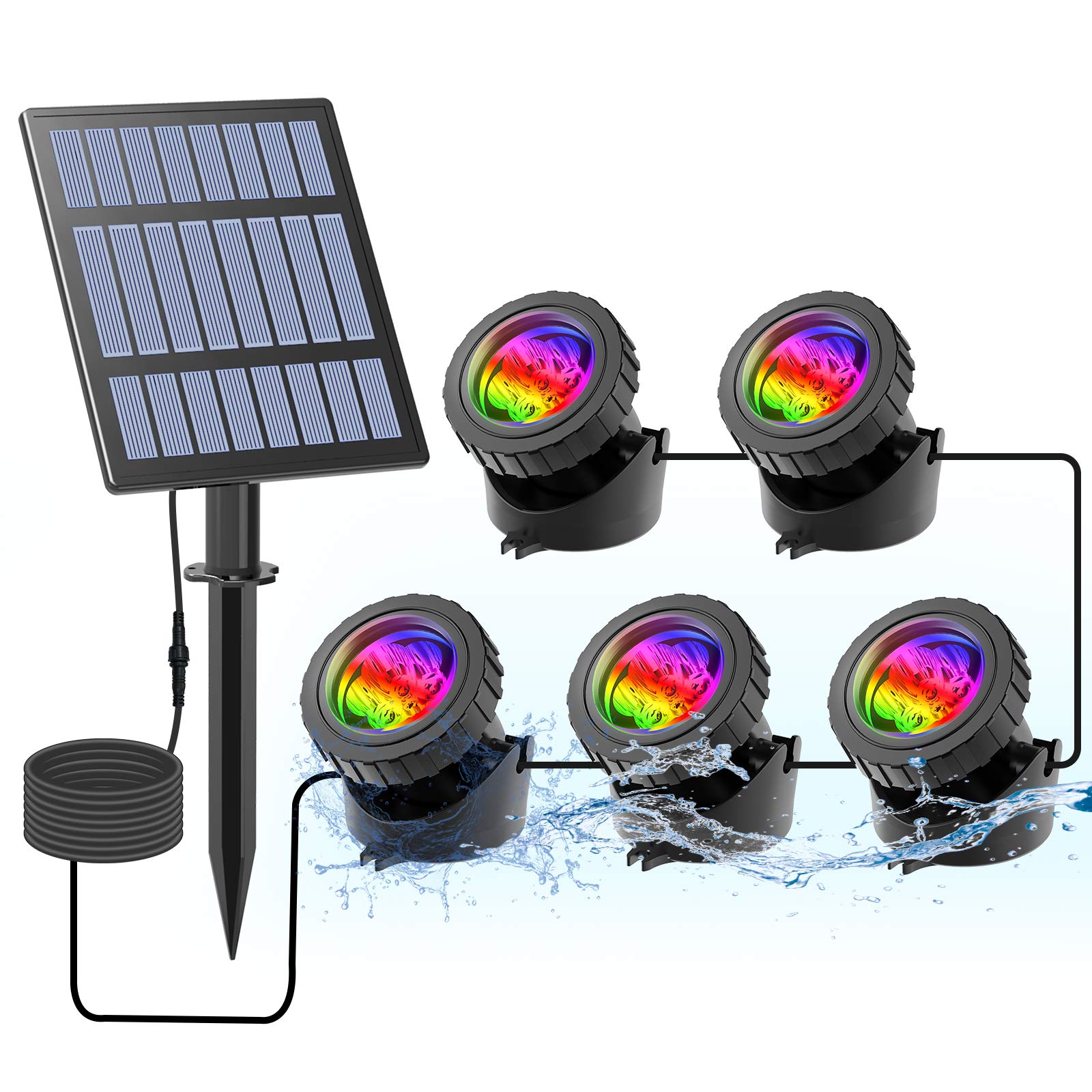 CORESLUXSolar Powered Pond Lights, Waterproof IP68 Submersible Lights with LED Color Changing Spot Light for Aquarium Tank Garden Pool Fountain Waterfall.