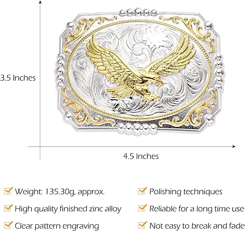 Miniatura 2 de Bull Rider Belt Buckles Men, Western Cowboy Rodeo Champion Belt Buckle, BullEagleHorse Big Size Belt Buckle