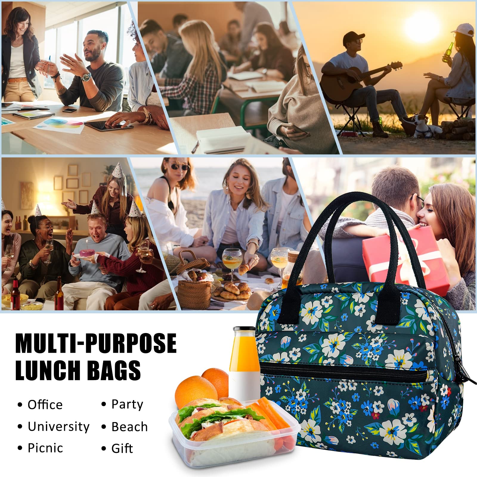 Nuogo Isolierte Lunchtasche 12 Stück – Wiederverwendbar, Auslaufsicher, 23x16x19 Cm, Rot
