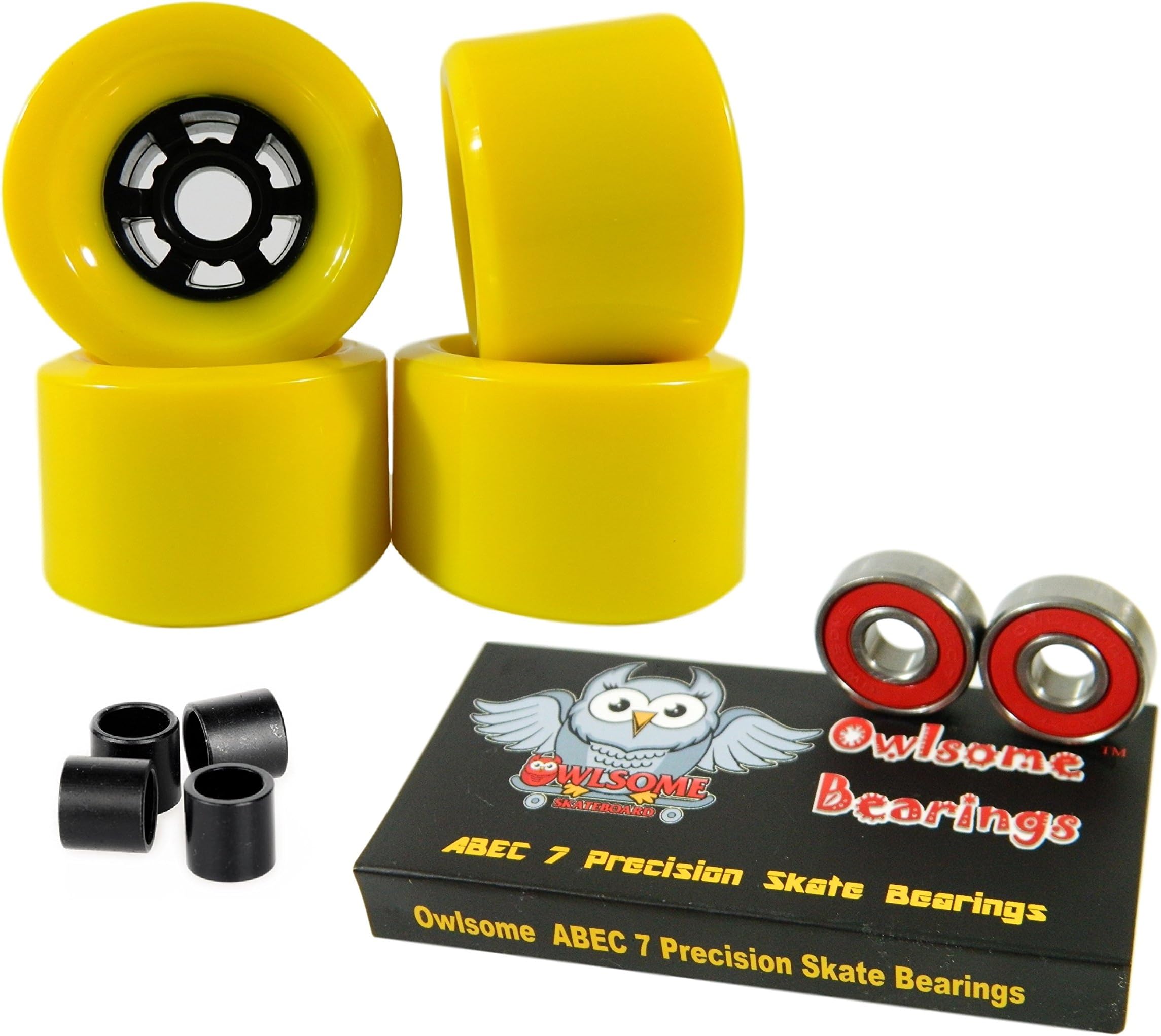 Owlsome 83mm Wheels Longboard Flywheels ABEC 7 Precision Bearings