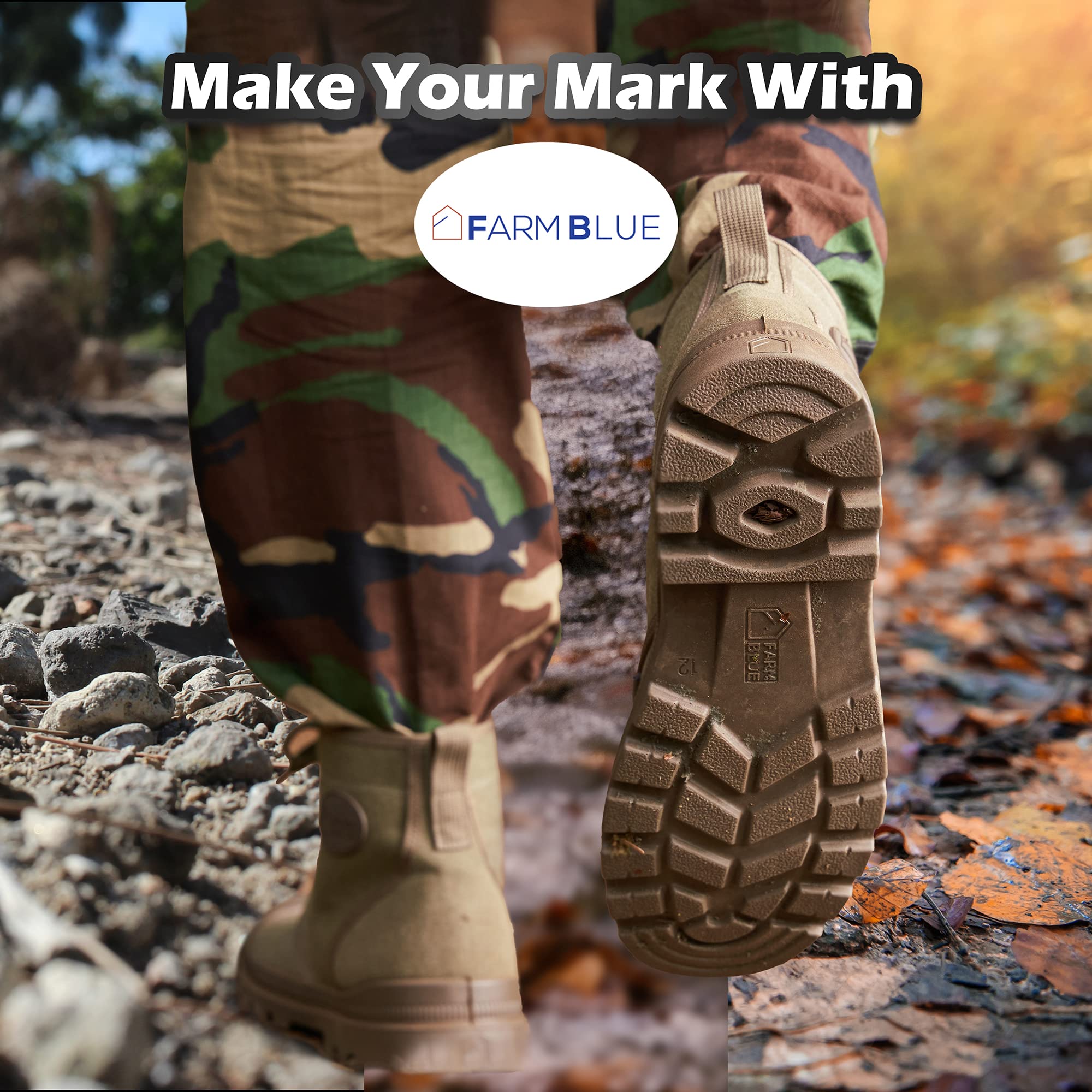 Farm Blue Men's Ranger Boots High Top Hiking Shoes for Men Water