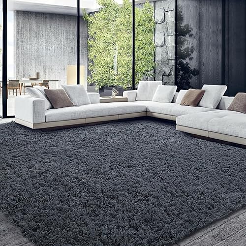 Miniatura 64 de HOMBYS Alfombra lanuda de 9 x 12 pies, alfombra de felpa ultra mullida de piel sintética grande para sala de estar, dormitorio, alfombra mullida