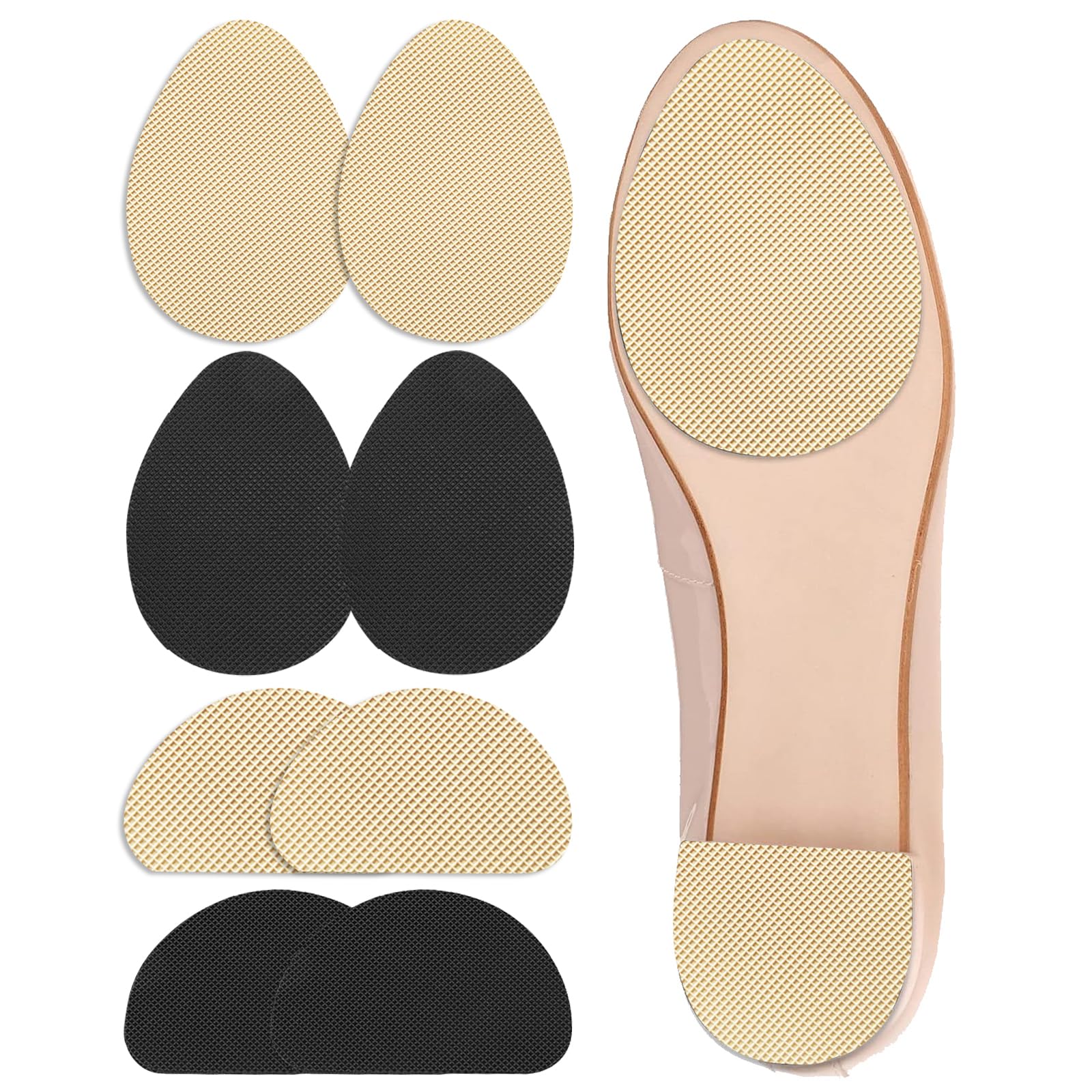 Non Slip Shoe Pads Shoe Grips on Bottom of Shoes Silica Gel Anti Slip Grips for Shoes Self-Adhesive Shoe Sole Protectors for Man Women, Noise Reduction, Easy to Use (Black Beige)