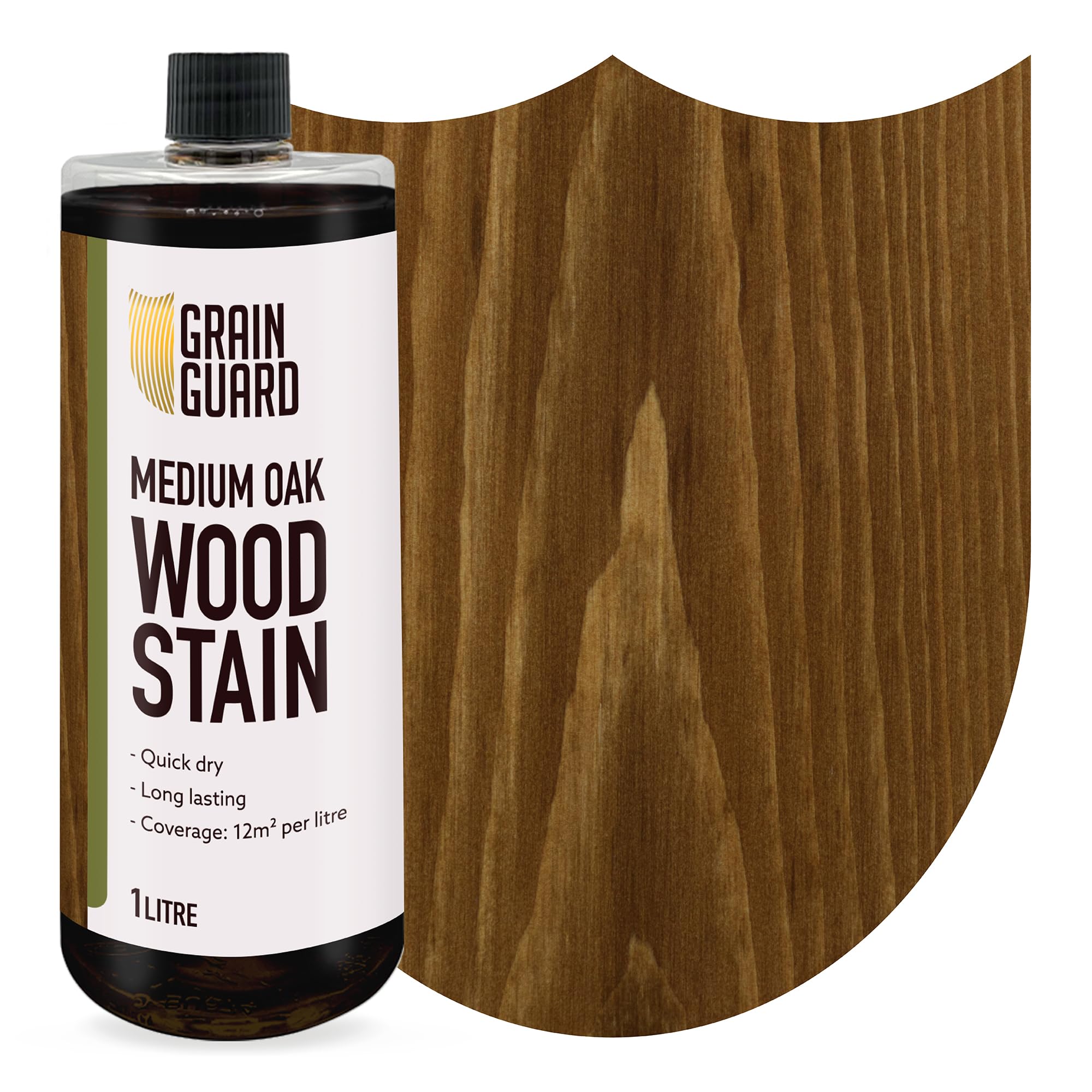 Wood Stain Water Based | Medium Oak | 1L | Interior Furniture Stain | Light & Dark Stains | Eco-Friendly & Non-Toxic Wood Dye | Easy Application | Quick Dry & Low Odour